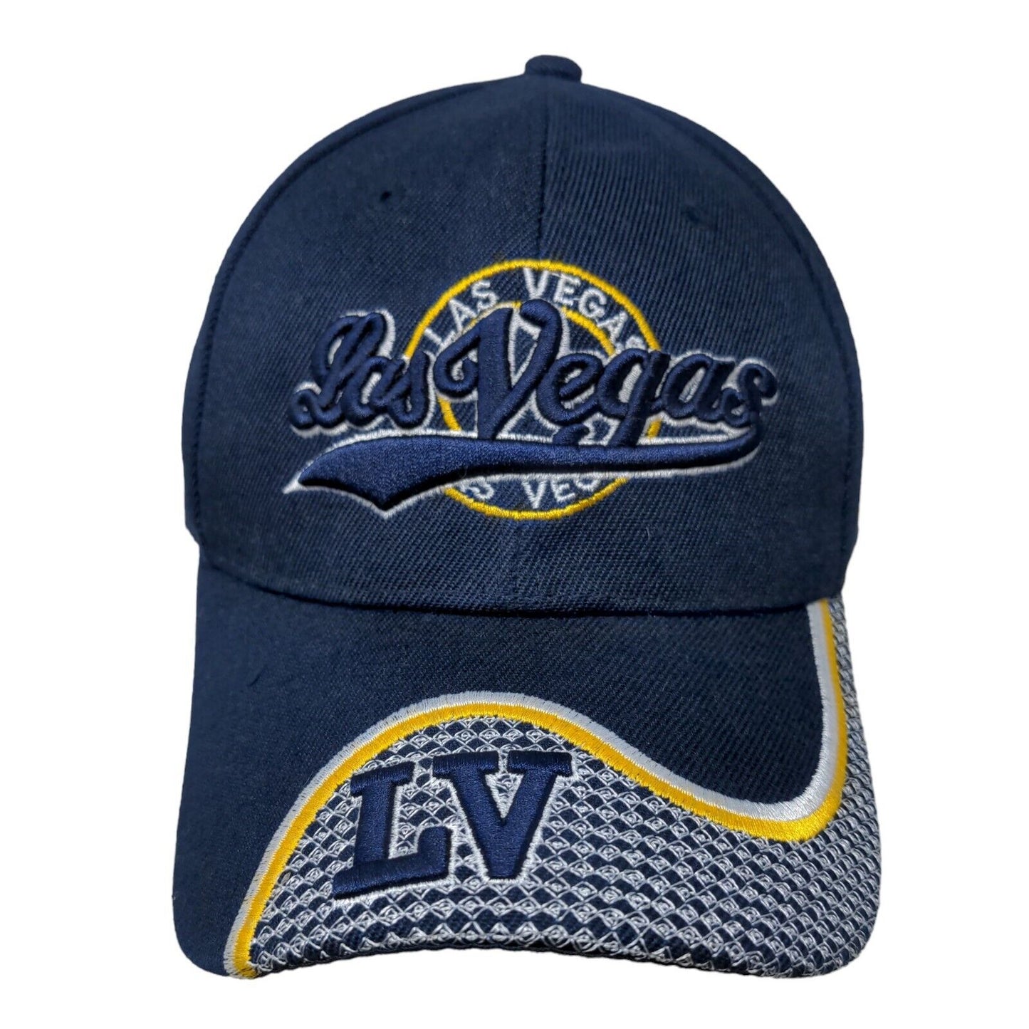 Unbranded Men's Las Vegas Strapback Hat Blue Embroidered Big Logo