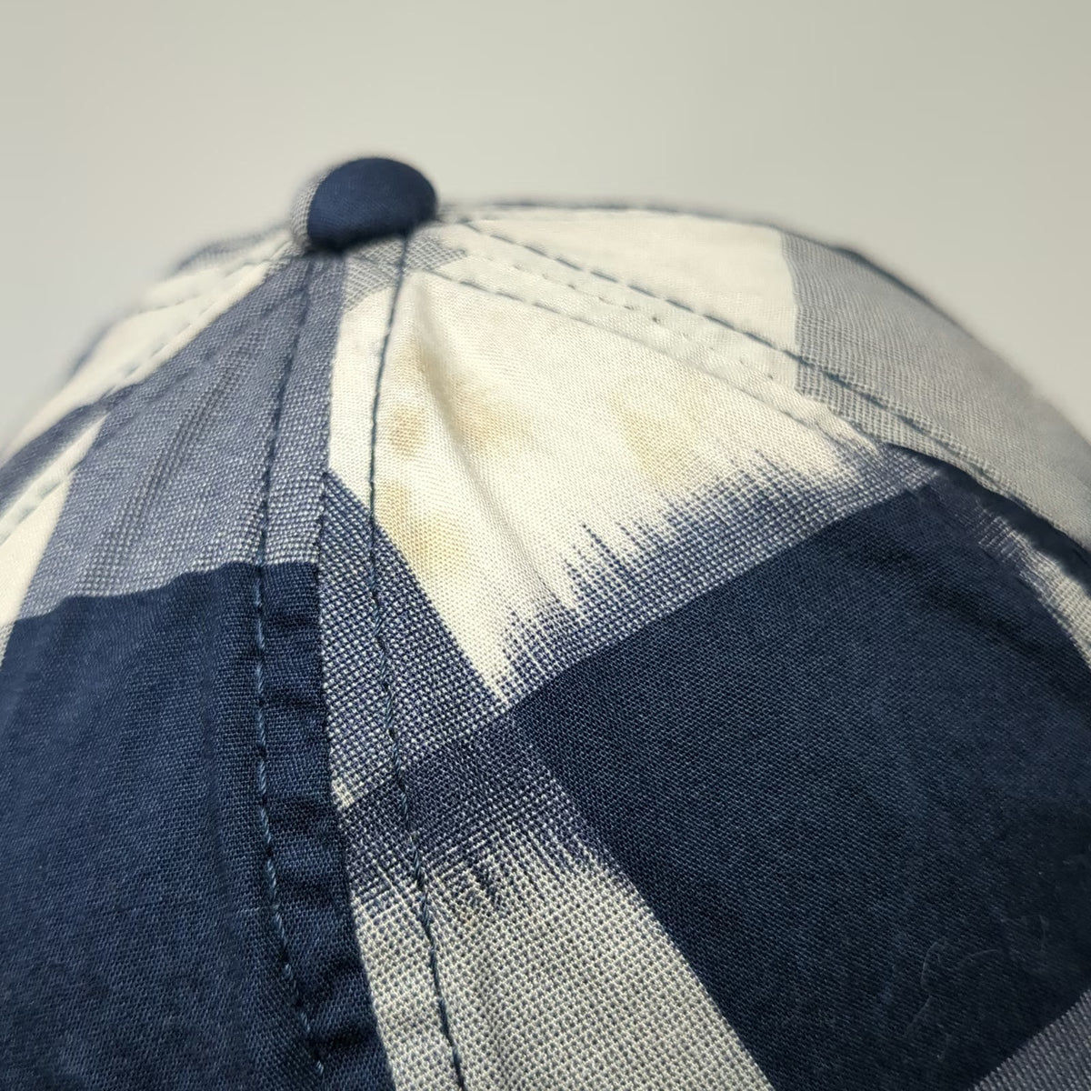 Madewell Biltmore Baseball Cap Blue White One Size Checkered Blurred Pattern Hat