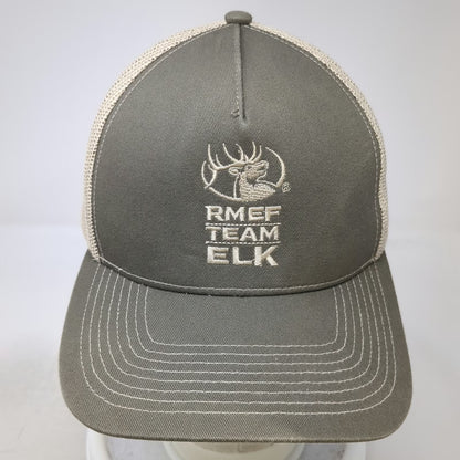 Outdoor Cap Trucker Hat Gray Beige One Size Mesh Back RMEF Team Elk Snapback