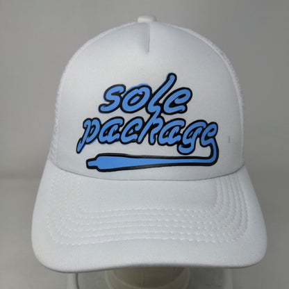 Sole Package Snapback Trucker Hat White One Size Adjustable Mesh Back Cotton