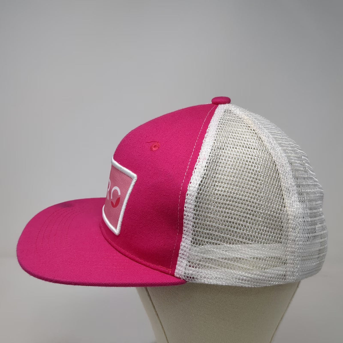 Airo Logo Patch Pink White Trucker Hat One Size Mesh Back Snapback Cap