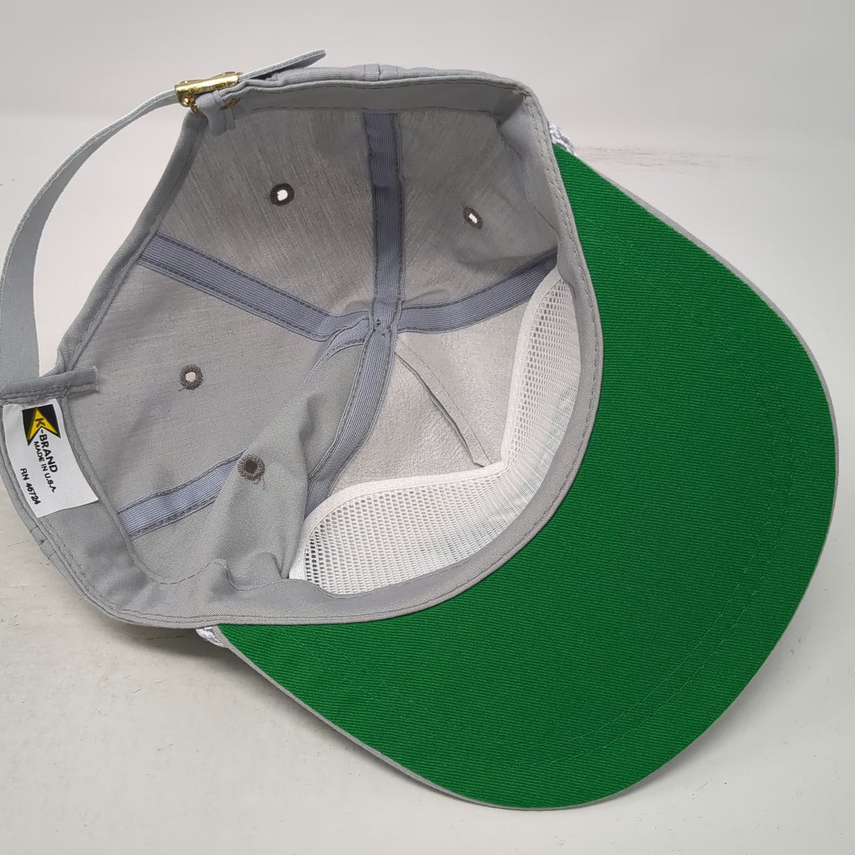 K-Brand Trucker Gray One Size Quantum Hat Green Rope Slideback Made in USA Twill