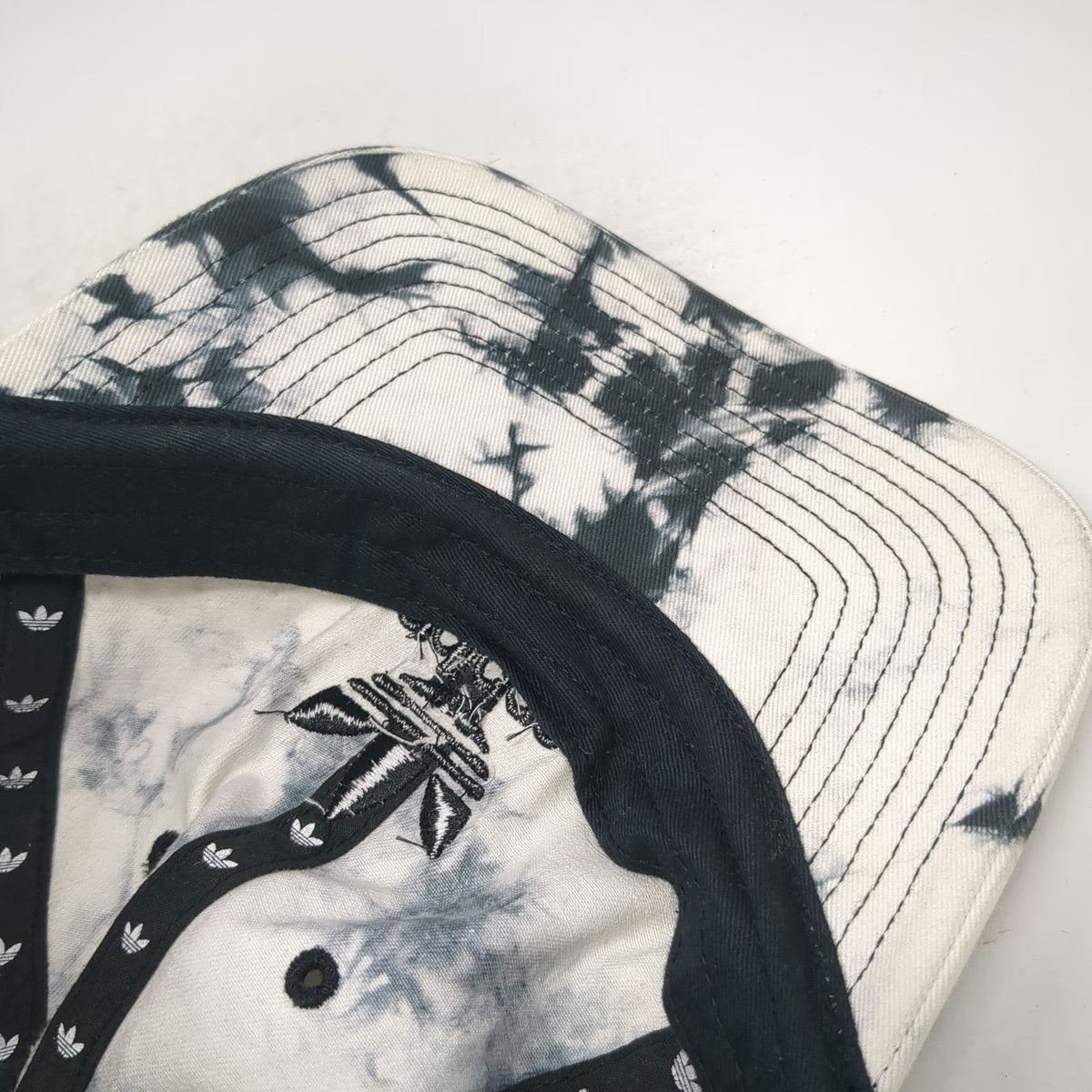 Adidas Baseball Cap White Black Tie-Dye One Size Trefoil Logo Cotton Strap Hat