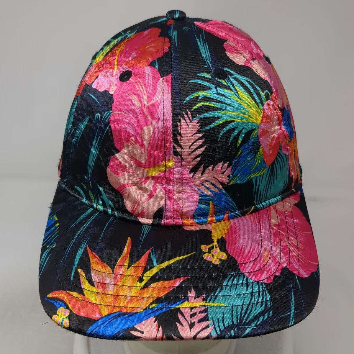 Baseball Cap Black One Size Floral Tropical Hibiscus All Over Print Pattern Hat