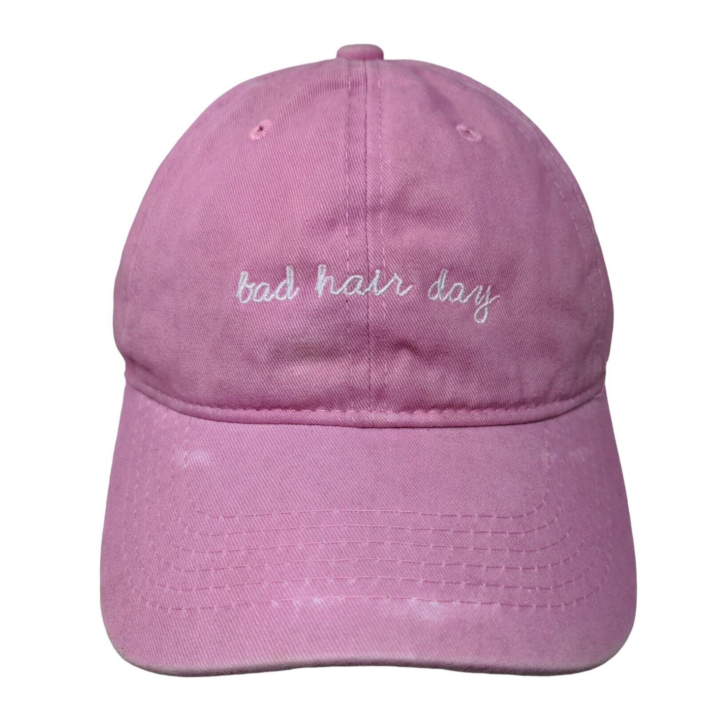 Bad Hair Day Slideback Hat Pink One Size Embroidered Adjustable 6 Panel