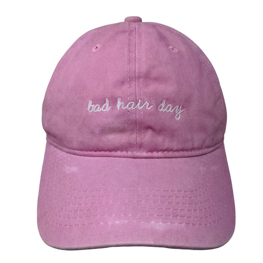 Bad Hair Day Slideback Hat Pink One Size Embroidered Adjustable 6 Panel