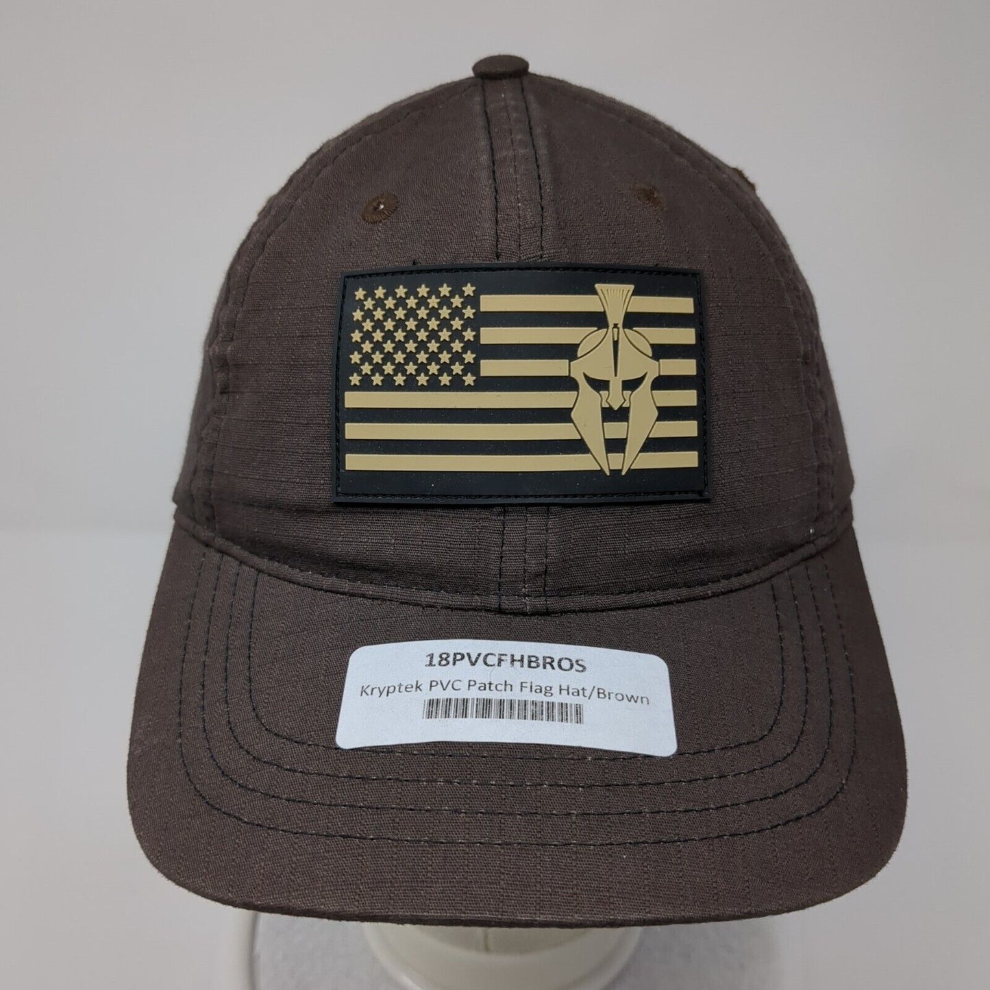 Kryptek PVC Patch Flag Strapback Hat Brown OS Adjustable Embroidered Patriotic
