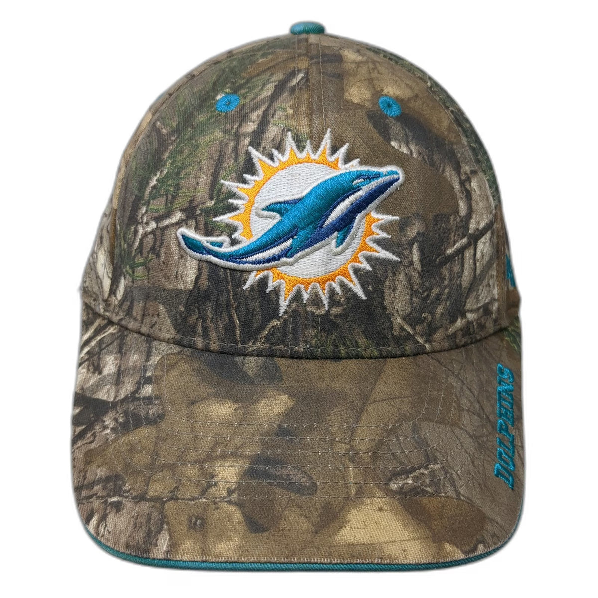 '47 Miami Dolphins NFL Hat Brown Camo One Size Baseball Cap Strapback Blue Logo