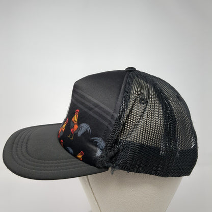 Encinitas Surf Rooster Snapback Trucker Hat Black OS Adjustable Mesh Back