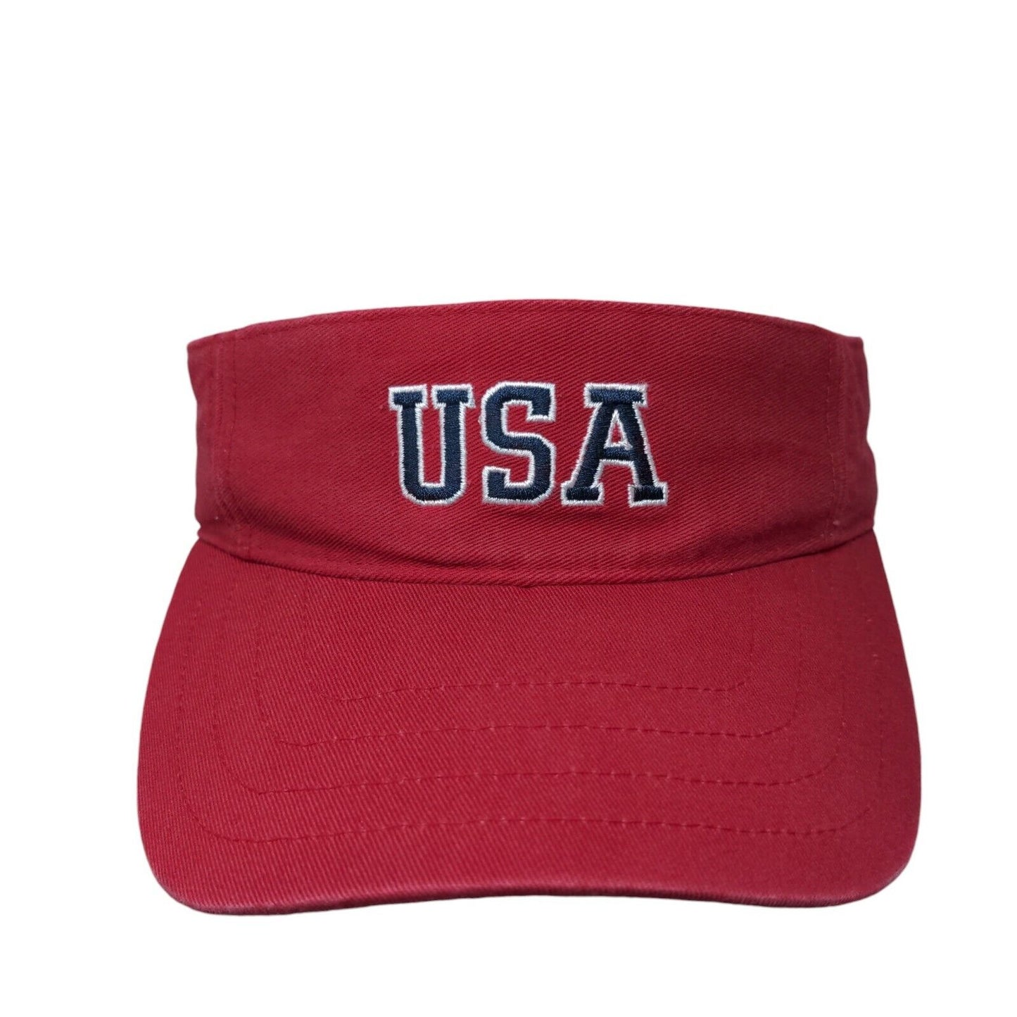 USA Strapback Sun Visor Hat Red OSFA Adjustable Embroidered Sonoma