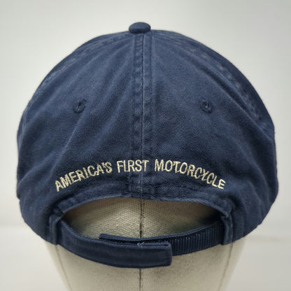 Indian Motorcycle Baseball Cap Blue One Size 100th Anniversary Strapback Hat