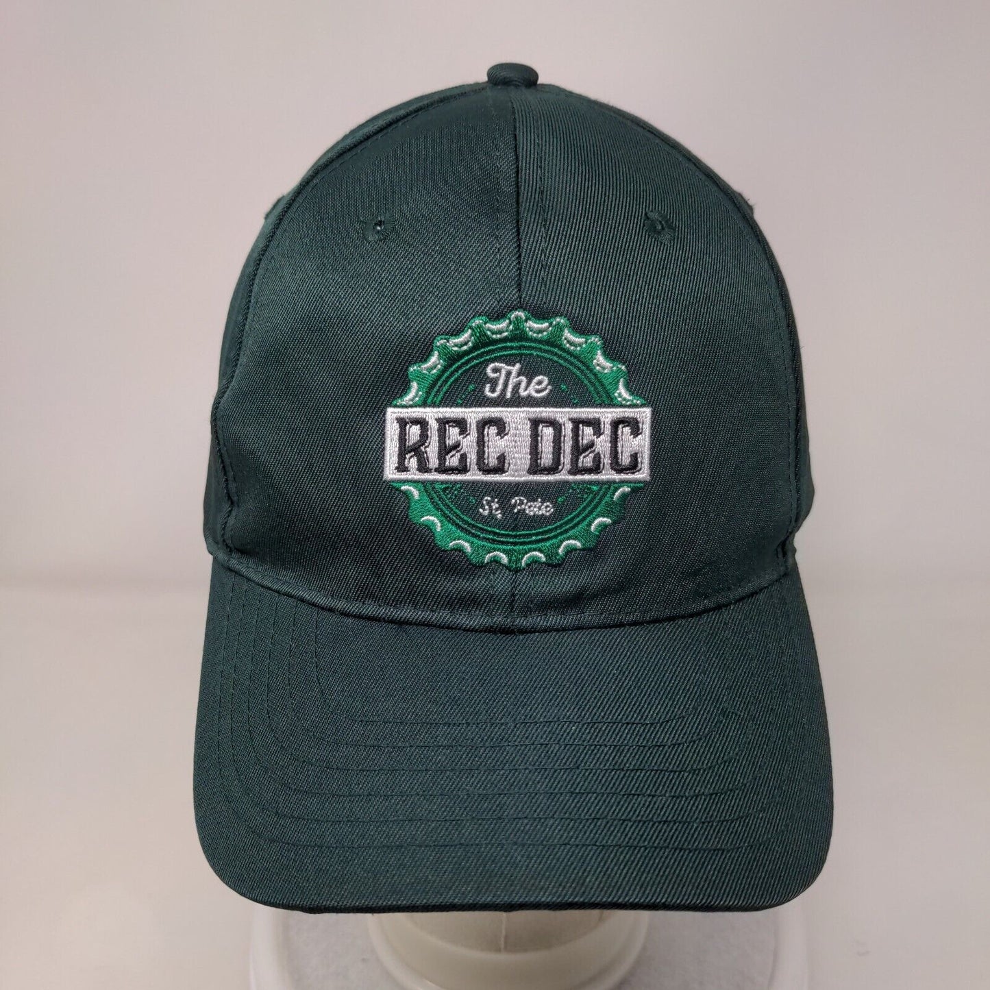 The Rec Dec St. Pete Strapback Hat Green OSFM Embroidered 6 Panel