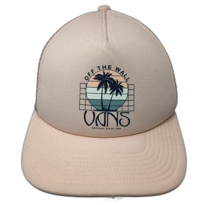 Vans Trucker Hat Pink One Size Off The Wall Palm Tree Graphic Mesh Snapback Logo