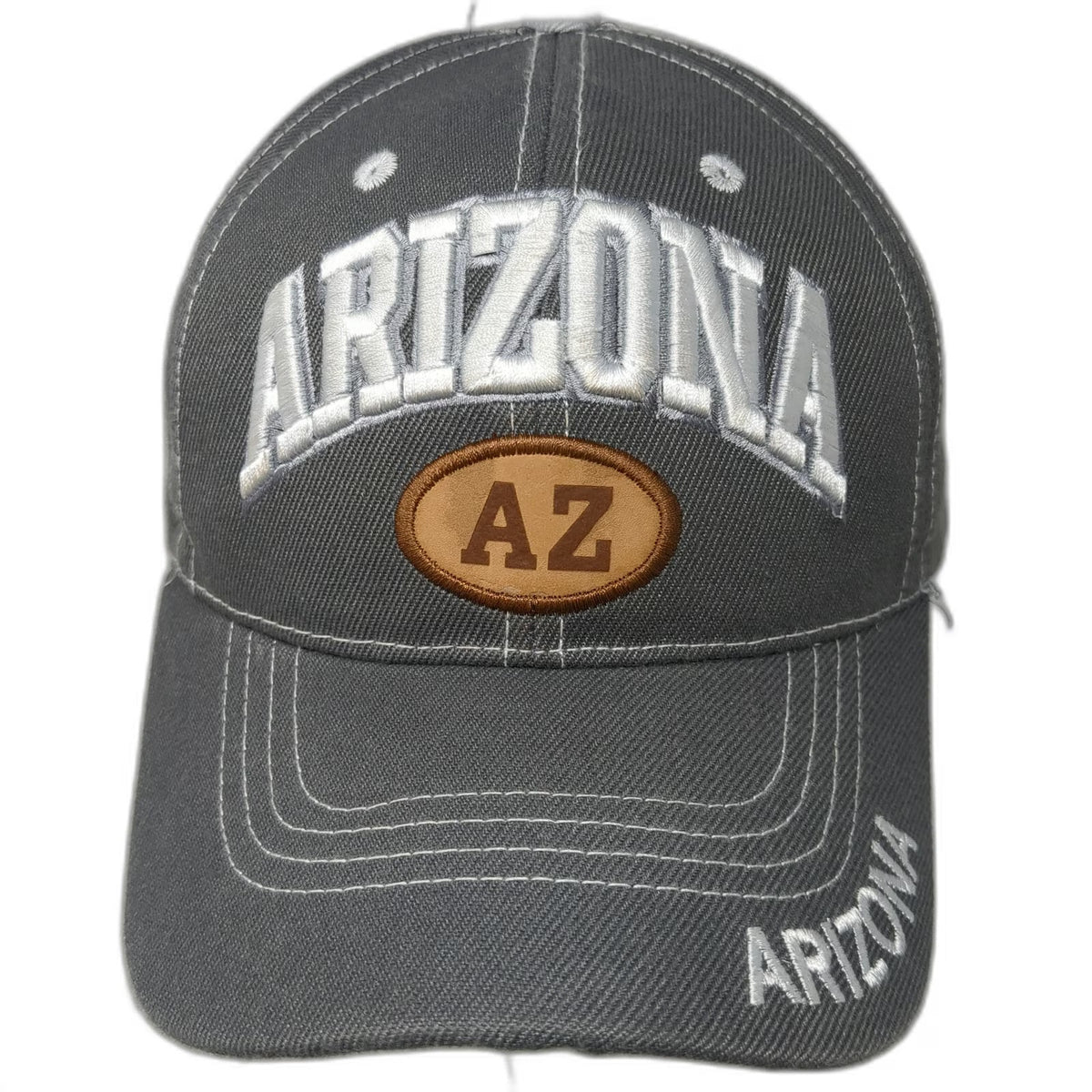 Arizona 3D Embroidery Baseball Cap Gray One Size Strapback AZ Patch Stitch Hat