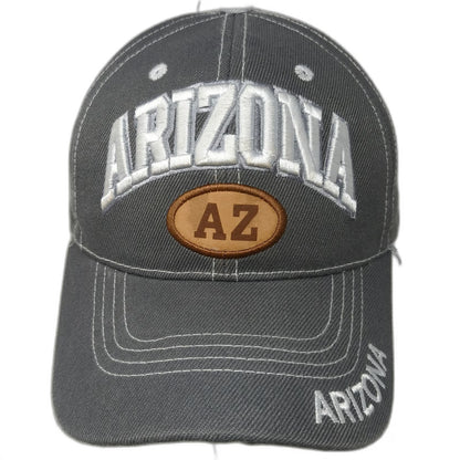Arizona 3D Embroidery Baseball Cap Gray One Size Strapback AZ Patch Stitch Hat