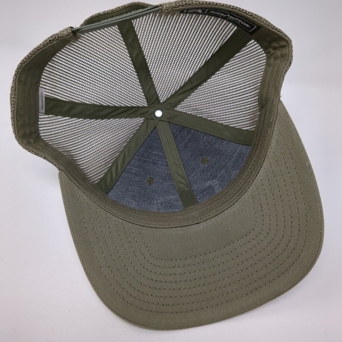Mill 95 Leather Patch Snapback Trucker Hat Green M/L Mesh Back 6 Panel