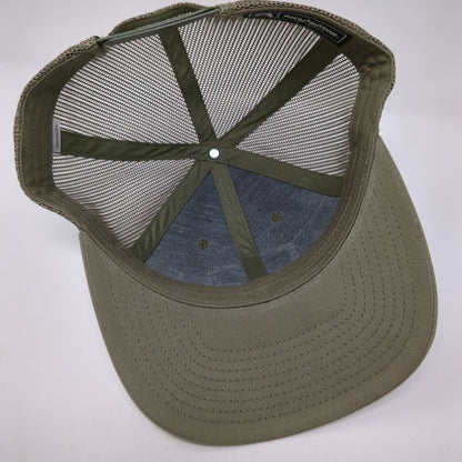 Mill 95 Leather Patch Snapback Trucker Hat Green M/L Mesh Back 6 Panel