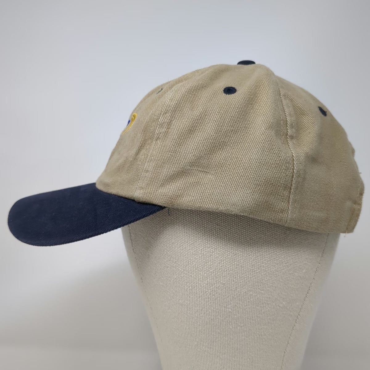 Falcon Headwear Baseball Cap Beige One Size Blue JP Logo Two Tone Slideback hat
