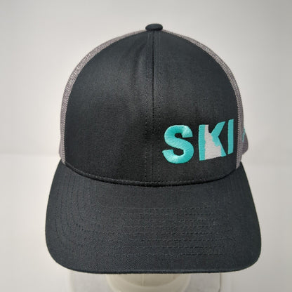 Ski Idaho Brundage Snapback Trucker Hat Black One Size Mesh Back