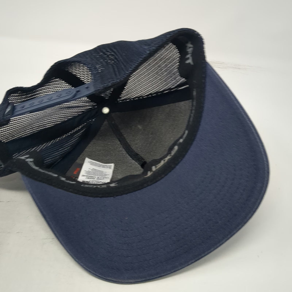 The North Face Trucker Hat Blue One Size Mountain Graphic Mesh Snapback Flexfit