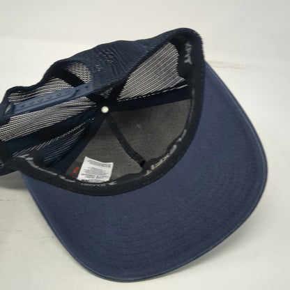 The North Face Trucker Hat Blue One Size Mountain Graphic Mesh Snapback Flexfit