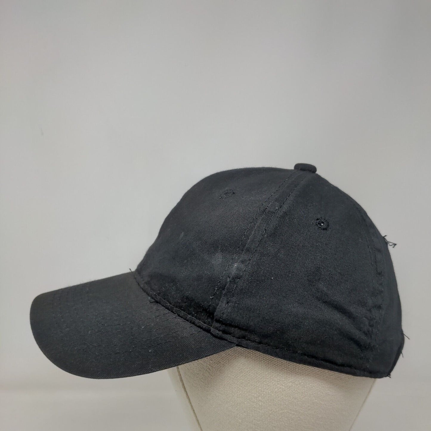 George Strapback Hat Black One Size Adjustable Vented Holes 6 Panel Blank