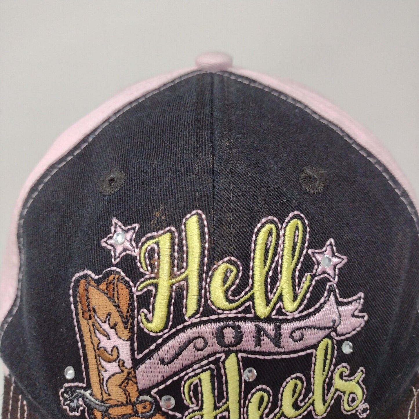 Hell On Heels Strapback Hat Multicolor OSFA Adjustable Embroidered Vented Holes