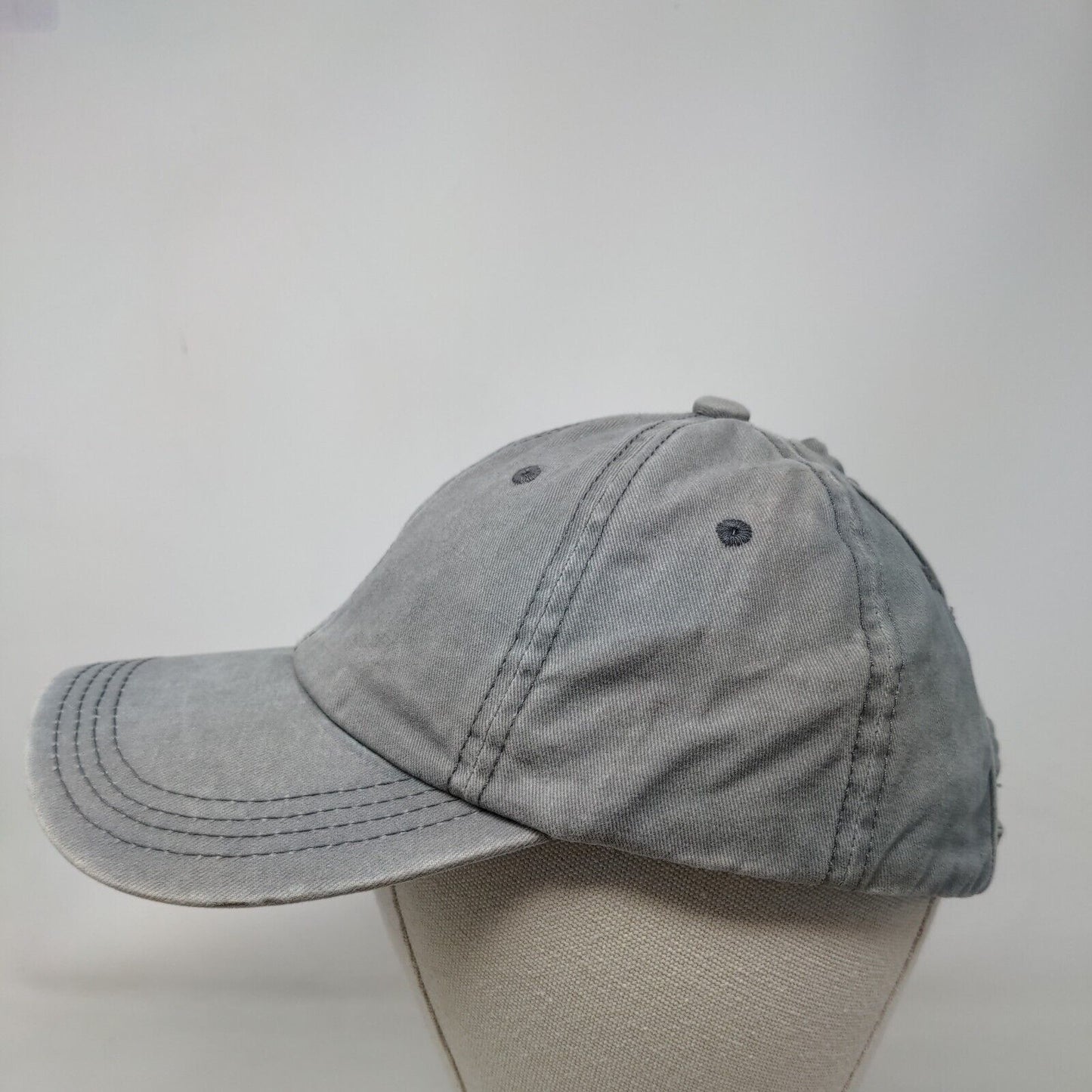 Unbranded Slideback Hat Blue One Size Adjustable Vented Holes Ponyback Blank