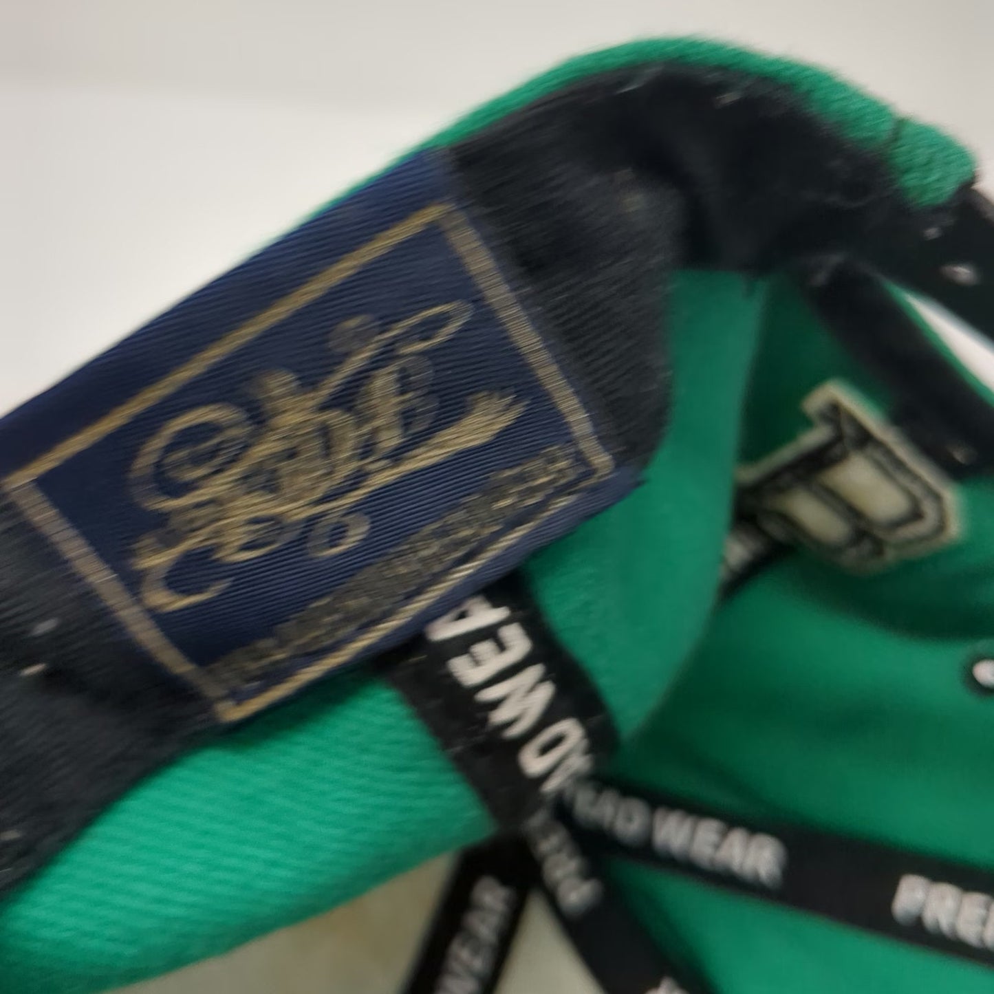 Premium Headwear Snapback Green Black White One Size Hat Boston B Logo Flat Bill
