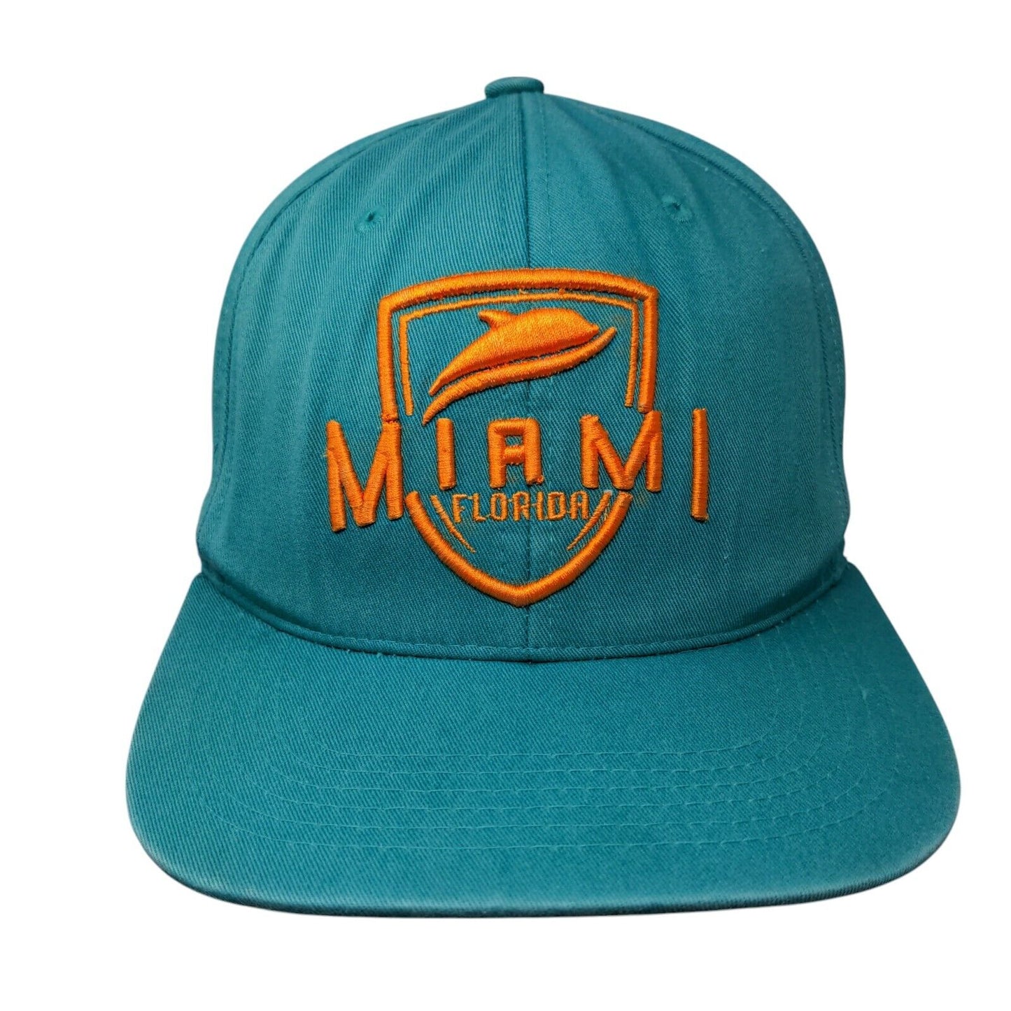 Miami Florida Snapback Hat Greenish-Blue One Size Embroidered 6 Panel