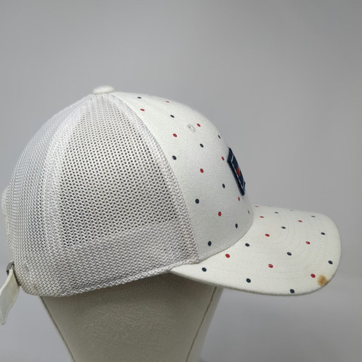 Black Clover America Patch Polka Dot Mesh Back White One Size Baseball Cap Hat