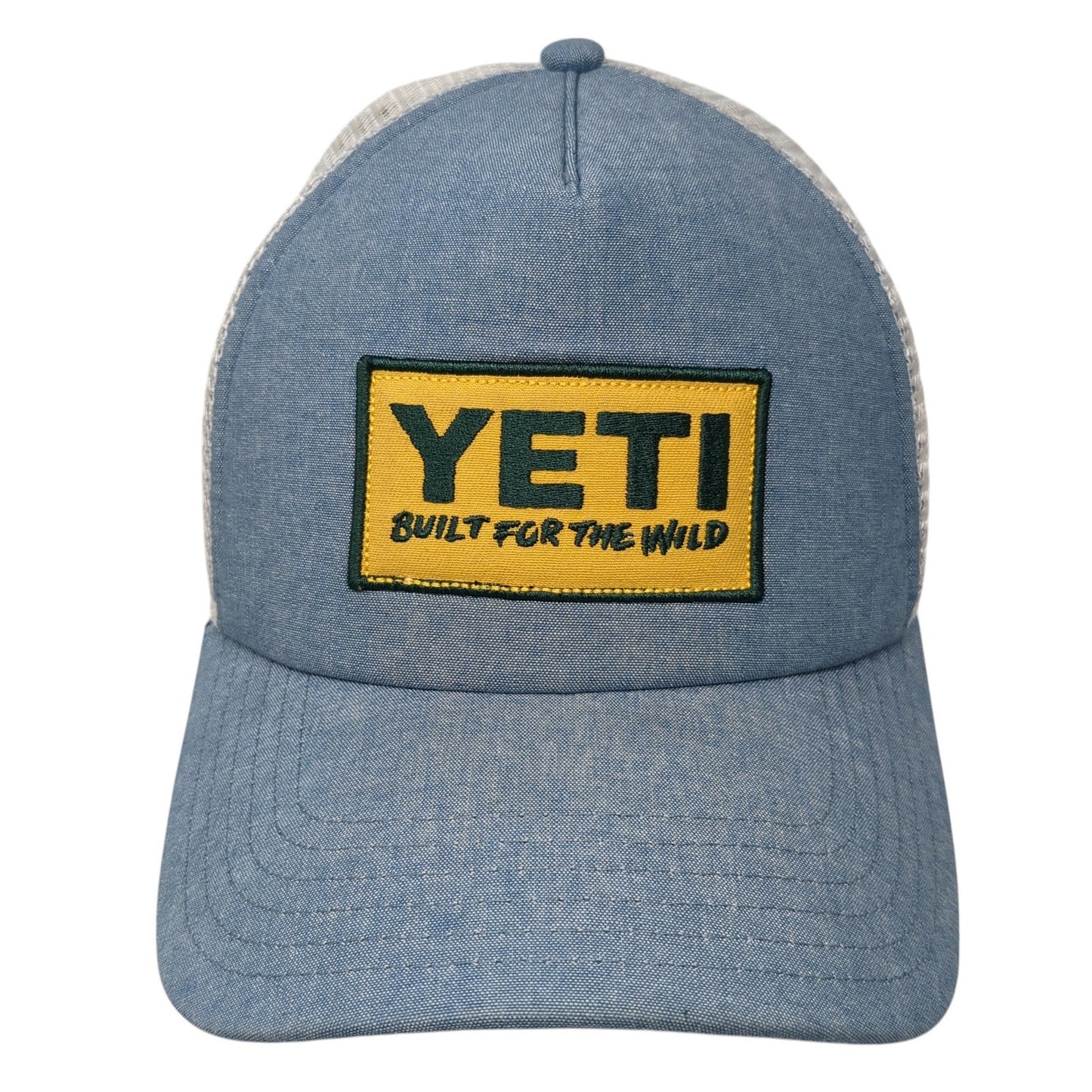 YETI Built For The Wild Trucker Hat Blue One Size Adjustable Mesh Back 6 Panel
