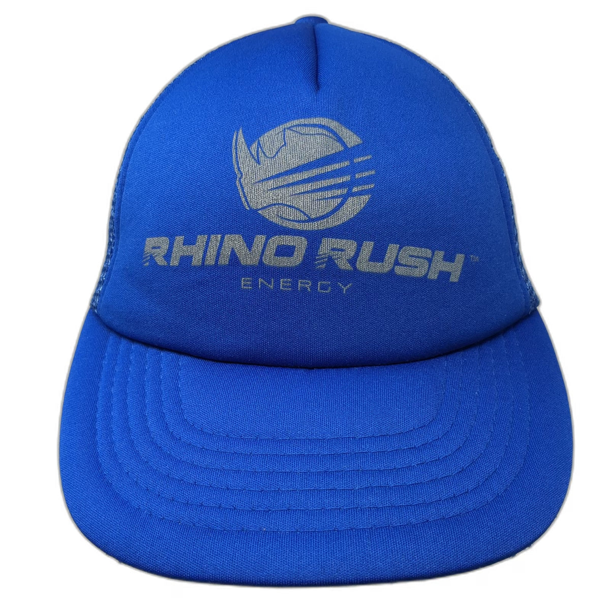Rhino Rush Blue Trucker Hat One Size Mesh Snapback Foam Energy Graphic Logo Cap