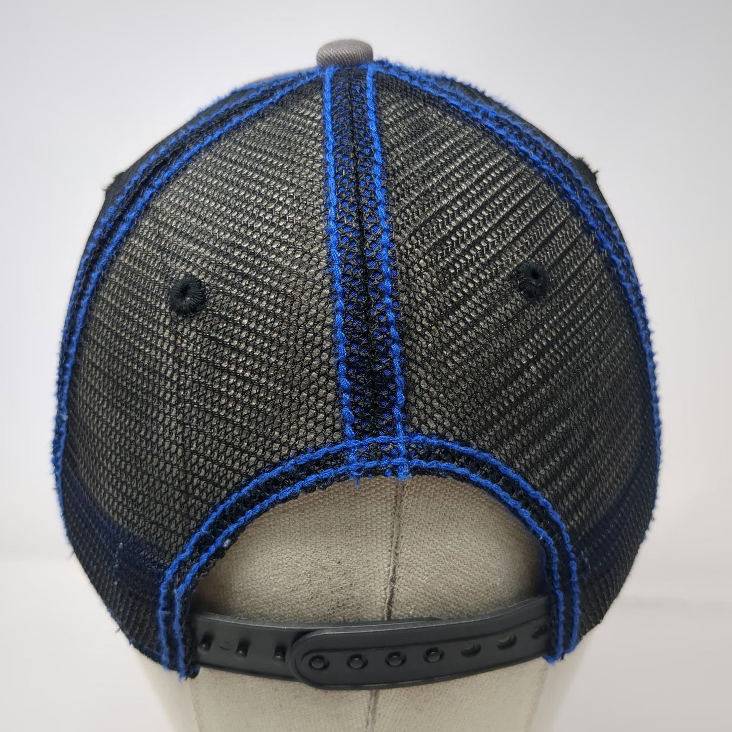 Garmin Trucker Hat Gray One Size Mesh Snapback Blue Contrast Stitching Logo