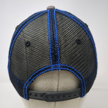 Garmin Trucker Hat Gray One Size Mesh Snapback Blue Contrast Stitching Logo