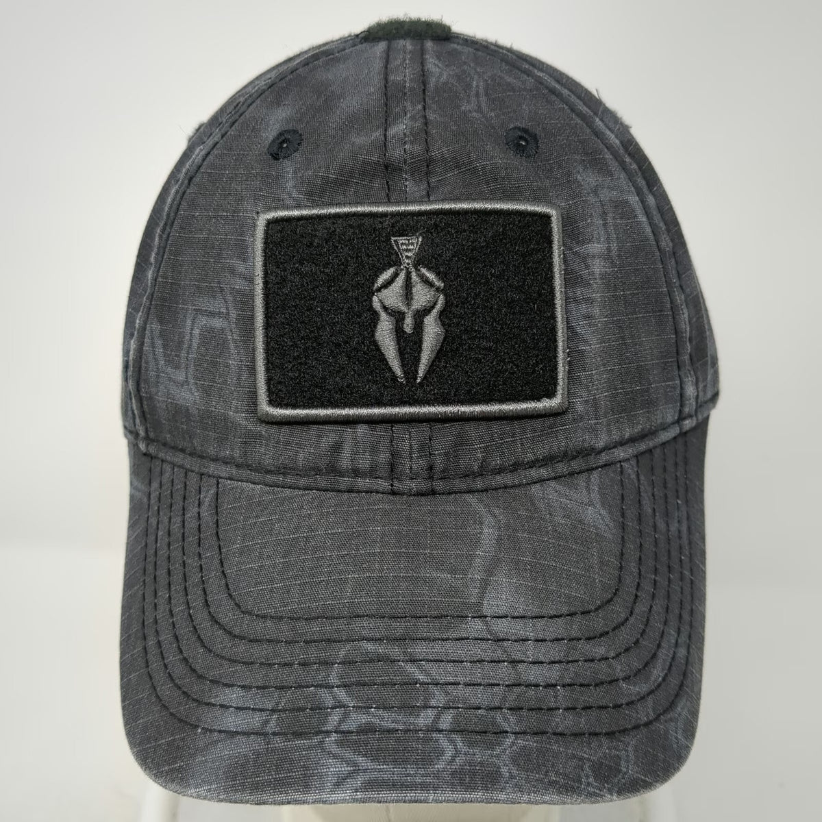 Kryptek Baseball Cap Gray One Size Typhon Camo Spartan Patch Strapback Hat