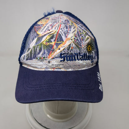 Sun Valley Est. 1936 Youth Snapback Trucker Hat Blue OSFA Adjustable Mesh Back
