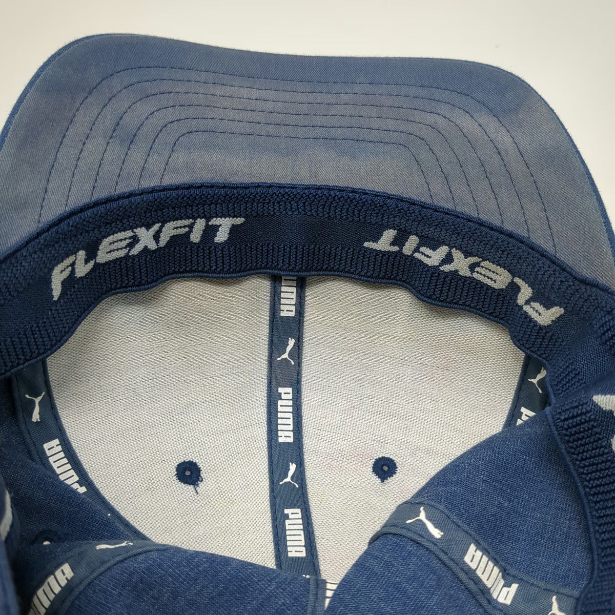 Puma Baseball Cap Blue XL Flexfit Heathered Logo Sport Performance Fitted Hat