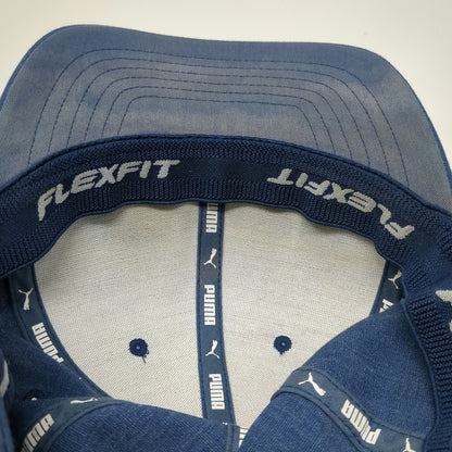 Puma Baseball Cap Blue XL Flexfit Heathered Logo Sport Performance Fitted Hat