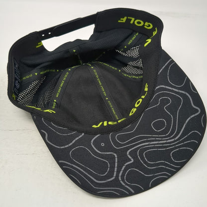 Vice Golf Snapback Hat Black One Size Perforated Mesh Topographic Visor Active