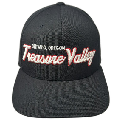 Yupoong Snapback Hat Black One Size Treasure Valley Ontario Oregon Green Brim