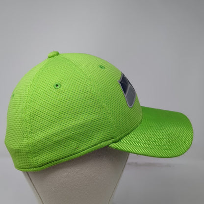 Seattle Seahawks NFL New Era Hat Green M Metallic Logo Curved Brim Stretch Fit