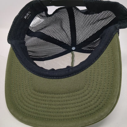 RVCA Trucker Hat Green OSFM Mesh Back Hawaii VA Logo Deep Fit Snapback Flat Brim