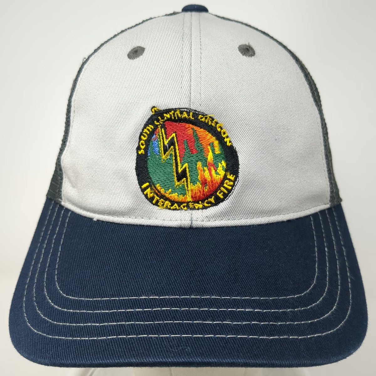 District Trucker Hat White Blue One Size Mesh Snapback Oregon Interagency Fire
