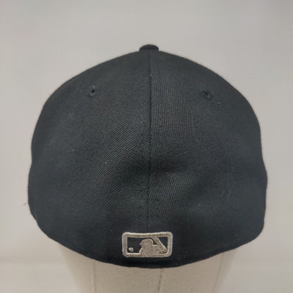 New Era Men's Fitted Hat Black 7 1/2 Embroidered Chicago Cubs Logo 59Fifty