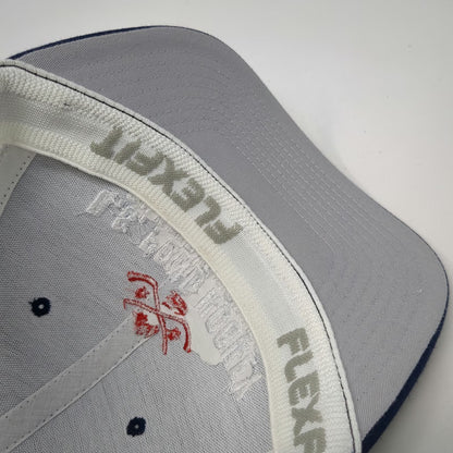 Port Authority Baseball Cap Blue White Red XL Mesh Back Flexfit Pond Hockey Hat