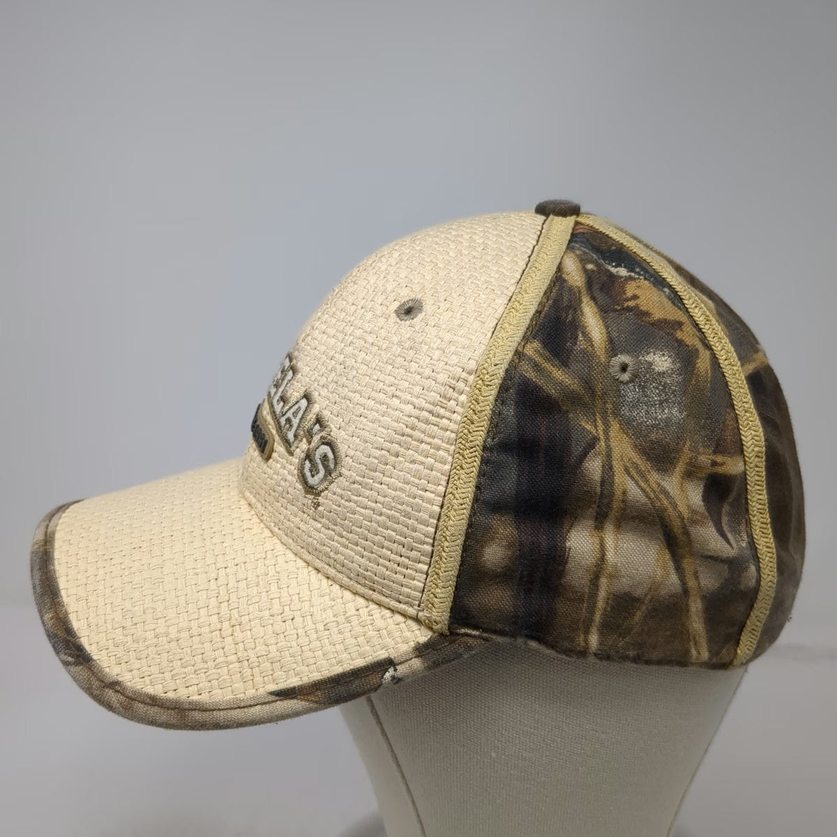 Cabela's Baseball Cap Beige Camo One Size Straw Front Strapback Hunting Hat