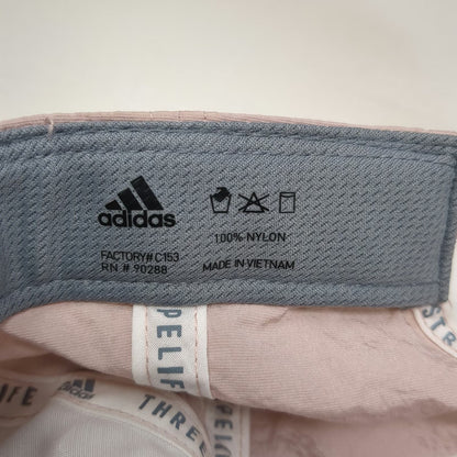 Adidas Baseball Cap Pink One Size Nylon Gold Logo Adjustable Slideback Strap Hat