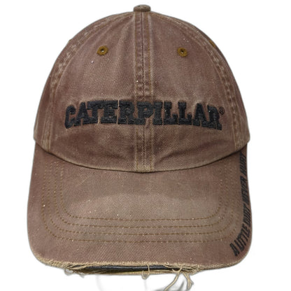 Caterpillar Baseball Cap Brown One Size Slideback Frayed Edge Dirt Slogan Hat