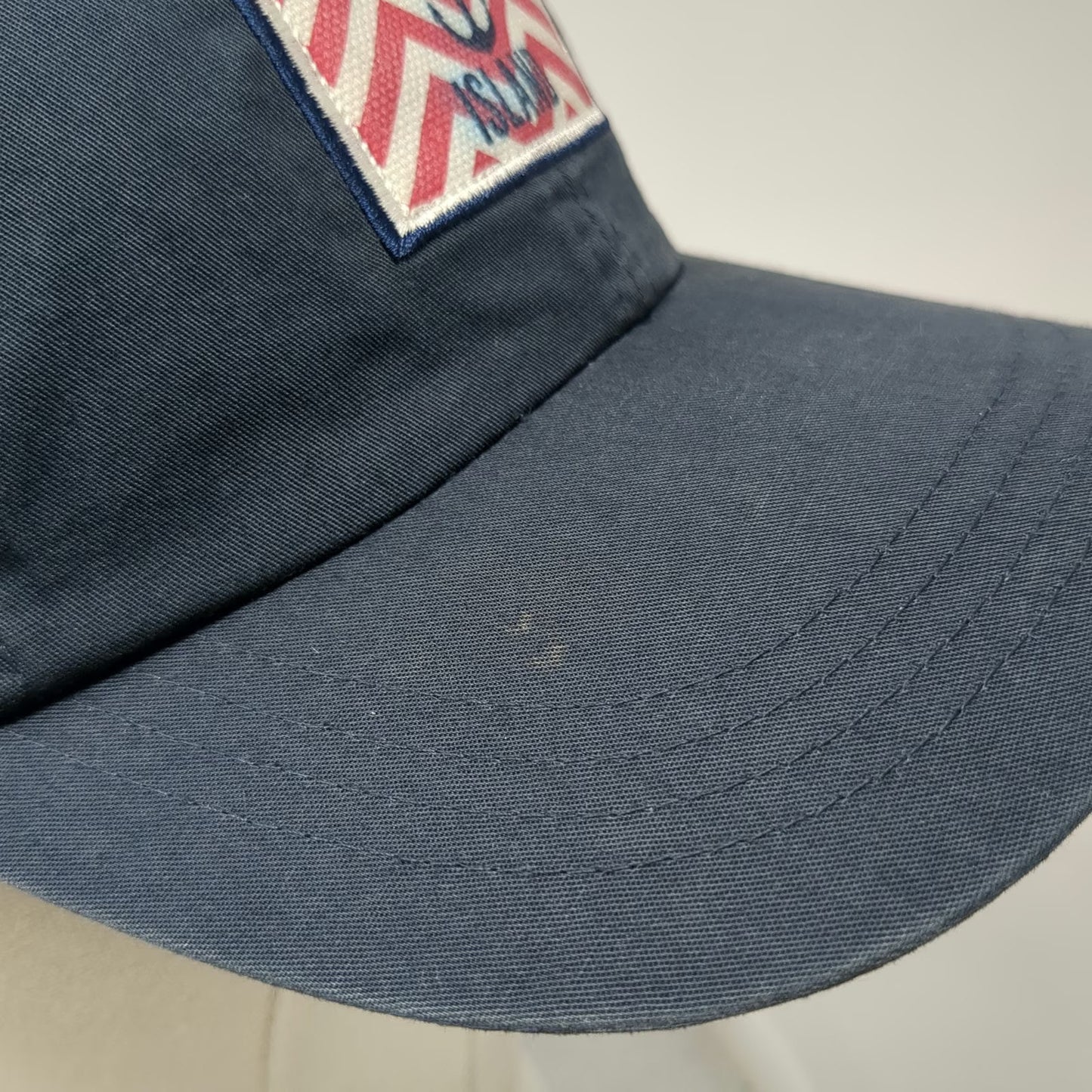 Ahead Baseball Cap Blue Red White One Size Anchor Patch Chevron Strapback Hat